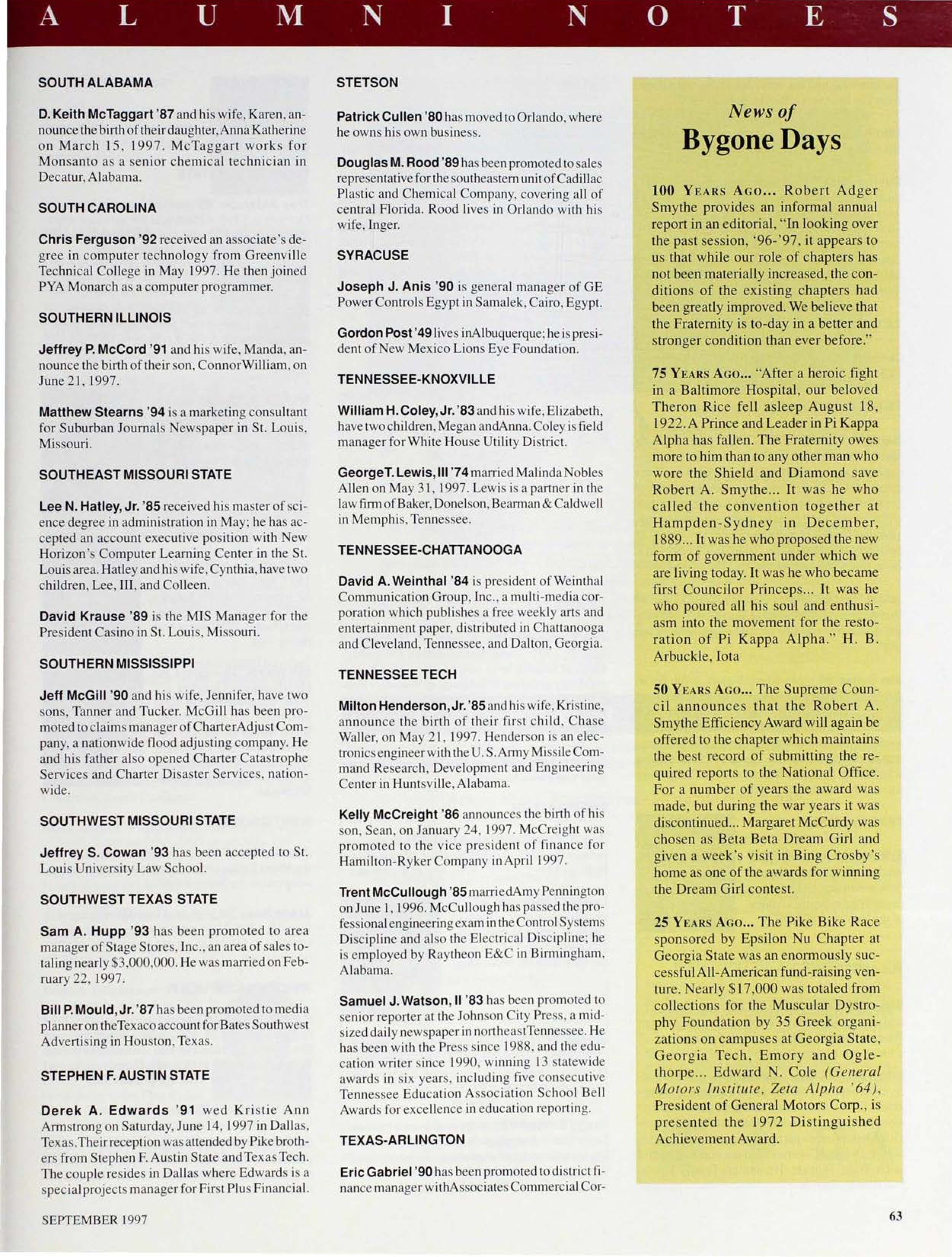 News of Bygone Days, September 1997